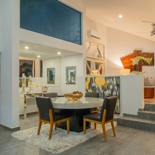 Dining area with ocen view
