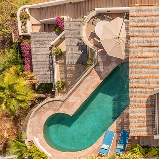 Bird's eye view of poolside
