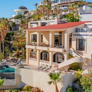 Bird's eye of villa's exterior