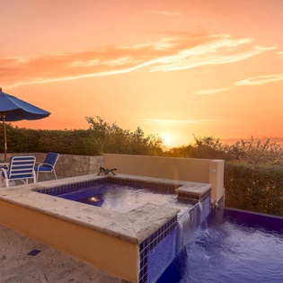 Poolside view during sunset