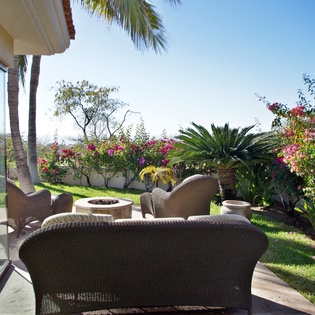 Outside seating on sunny patio