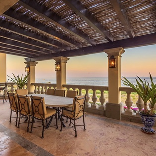 Outdoor dining during sunset