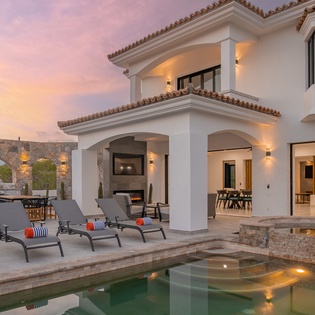 Villa view during sunset
