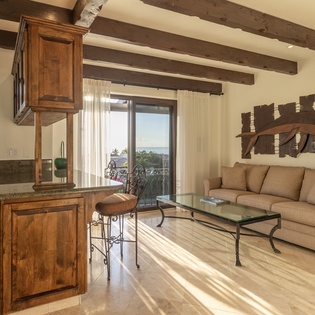 Casita living area with terrace access