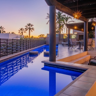 Poolside during sunset