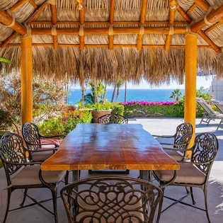 Outdoor dining with ocean views