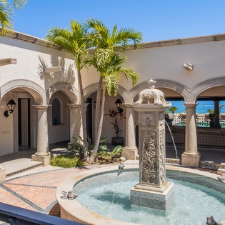 Gorgeous architecture of villa with fountain
