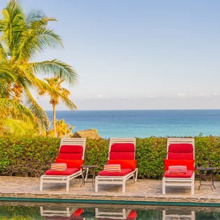 Patio with ocean views