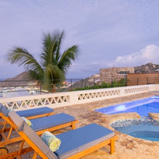 Poolside and jacuzzi with incredible ocean views