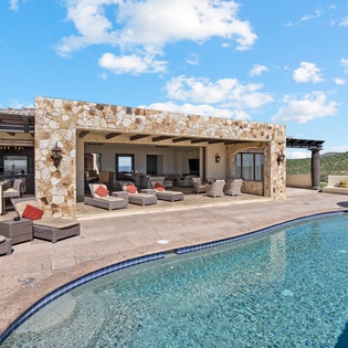 Poolside view of villa