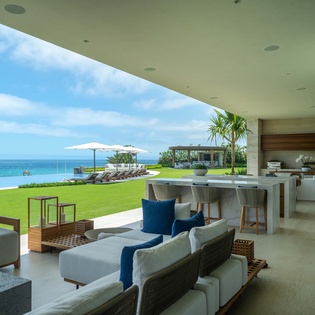 Outdoor seating overlooking ocean views