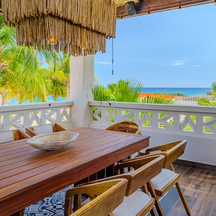 Outdoor dining with ocean views
