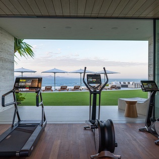 Fitness area with ocean view