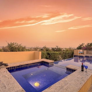 Poolside views during sunset