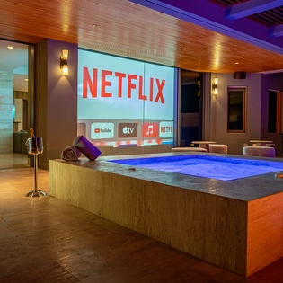 Outdoor patio with Smart Projector