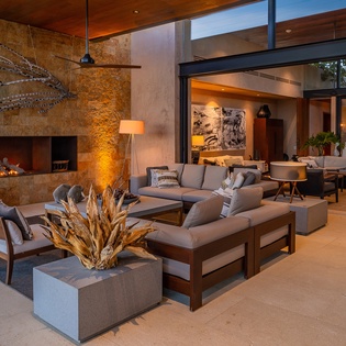 Cozy living space with fireplace