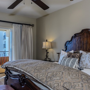 Bedroom suite with balcony and ocean views