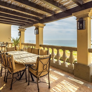 Outdoor dining with ocean views