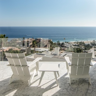 Outdoor terrace with ocean view