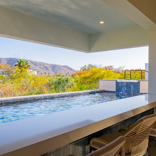 Poolside with bar seating