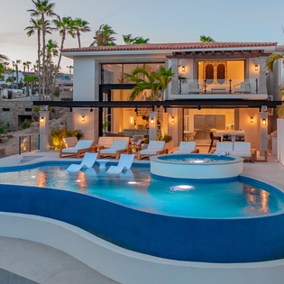 Poolside view of exterior