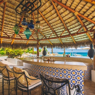 Bar seating under the palapa