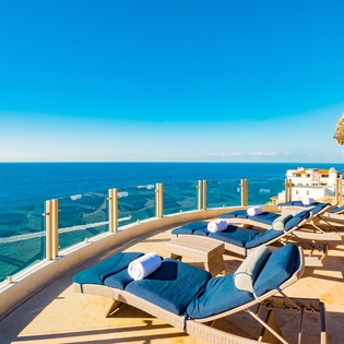 Exterior patio area with breathtaking ocean views