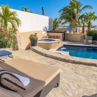 Lounge area by poolside