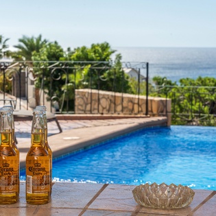 Poolside with an ocean view