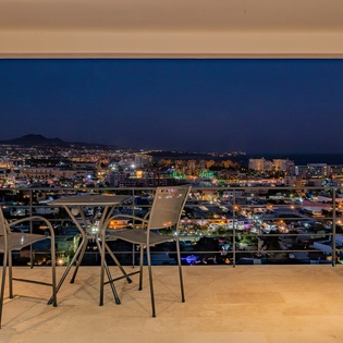 Terrace with city view at night