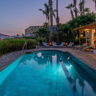 Night swimming during sunset