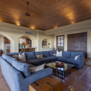 Spacious living area with patio access