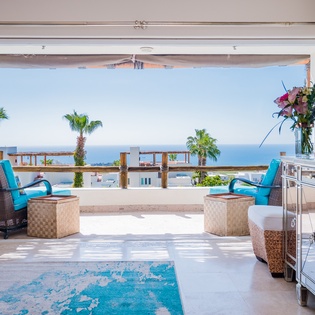 Spacious living area with outdoor access