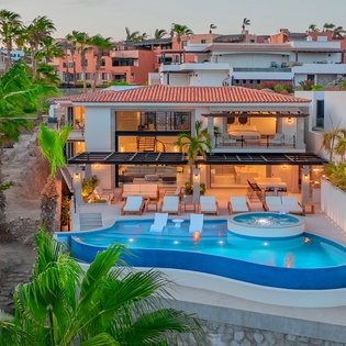 Poolside view of exterior