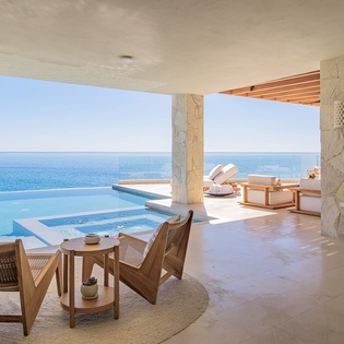 Outdoor patio with various seating