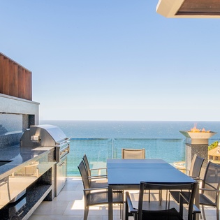 Outdoor dining with BBQ grill