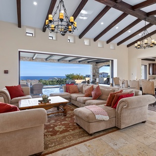 Spacious living area with ocean view