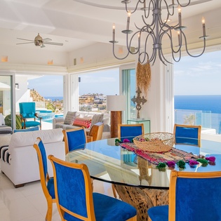 Dining area seating 8 with ocean views