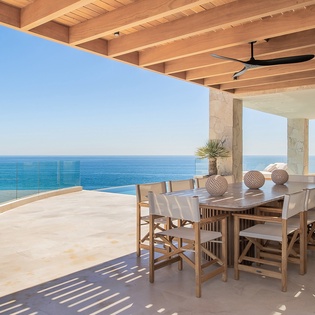 Outdoor dining with ocean views