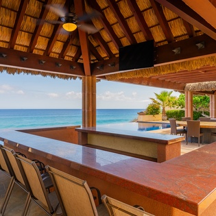Palapa bar with ocean views