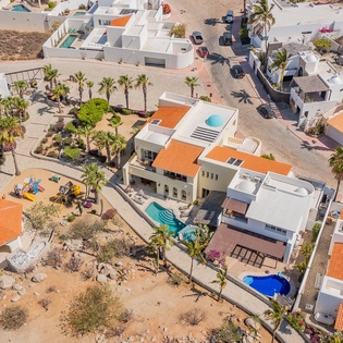 Aerial view of villa exterior