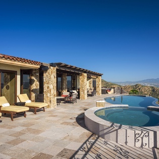 Sunny patio with ocean views