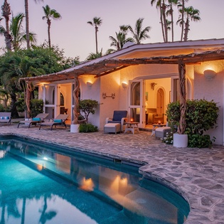 Poolside during sunset