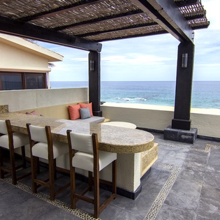 Bar seating with ocean view