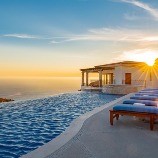 Pool at sunset