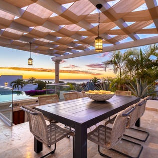 Outdoor dining with ocean views
