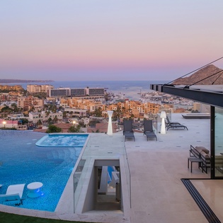 Incredible ocean and city view during sunset