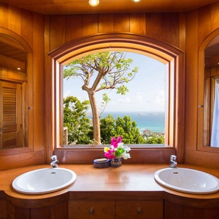 Bathroom at WV PAS, Lurin, St. Barthelemy
