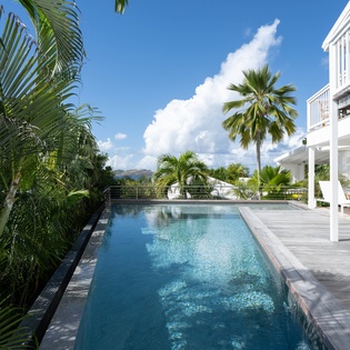 Dive into your private oasis where crystal-clear waters meet tropical paradise, surrounded by swaying palms and mountain views.