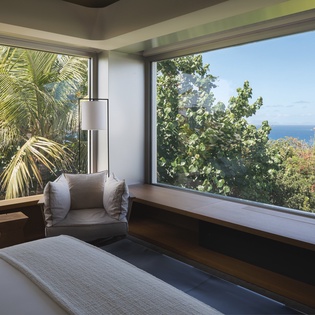 Wake up to stunning ocean views through floor-to-ceiling windows, where tropical palms frame your private paradise retreat.